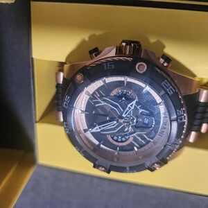 Invicta Black and Rose Gold Chronograph Watch